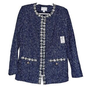 Charter Club Blue and White Tweed Blazer